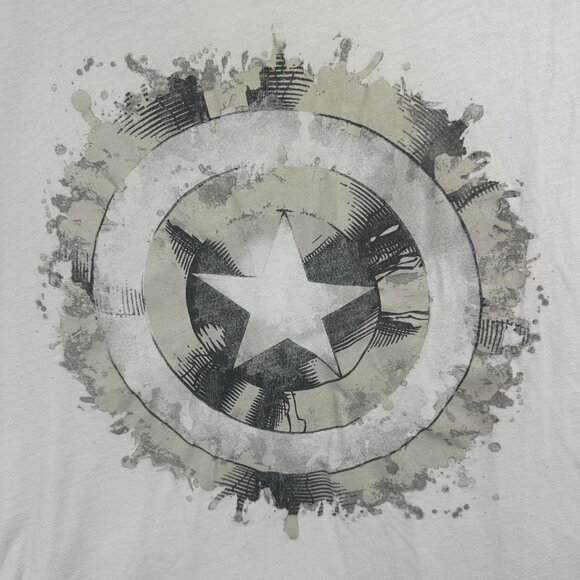 Marvel Avengers T-Shirt Men 2XL White Captain America Shield Distressed Graphic - Picture 3 of 6